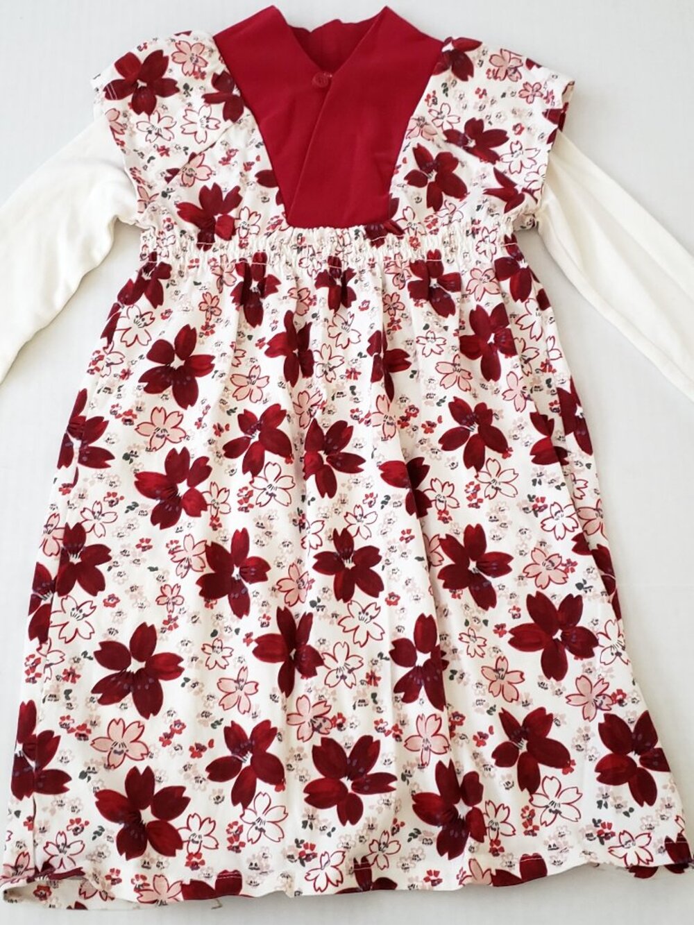 NWOT Tea Collection Girls Long Sleeve Red Floral Dress Size 5